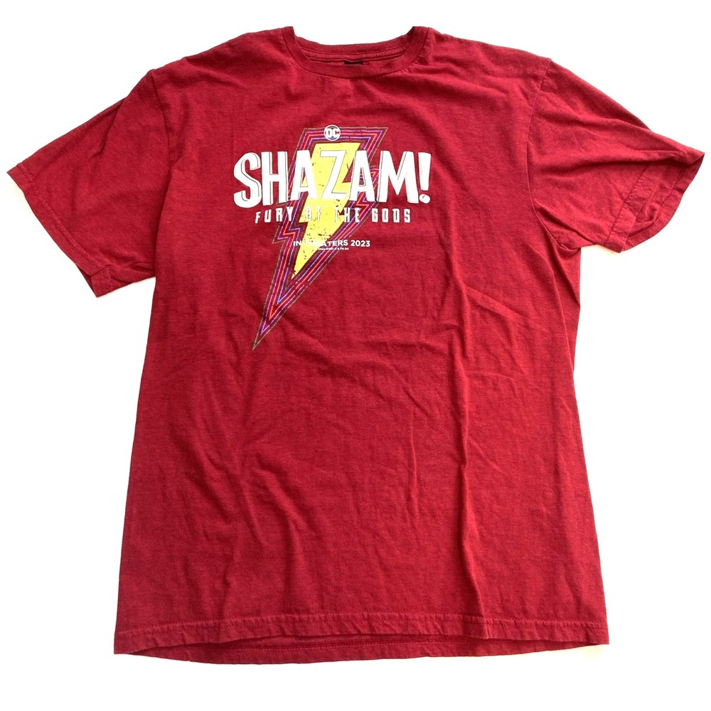 Gildan Shazam Fury Of The Gods T-Shirt Mens Medium Red New Movie Promo Tee